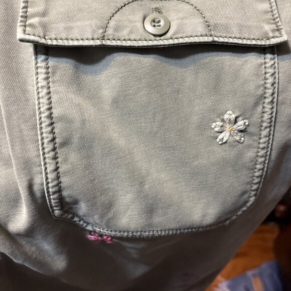 Anthropologie Embroidered Flowers Boyfriend Utility Pants Size 27 - Picture 10 of 10